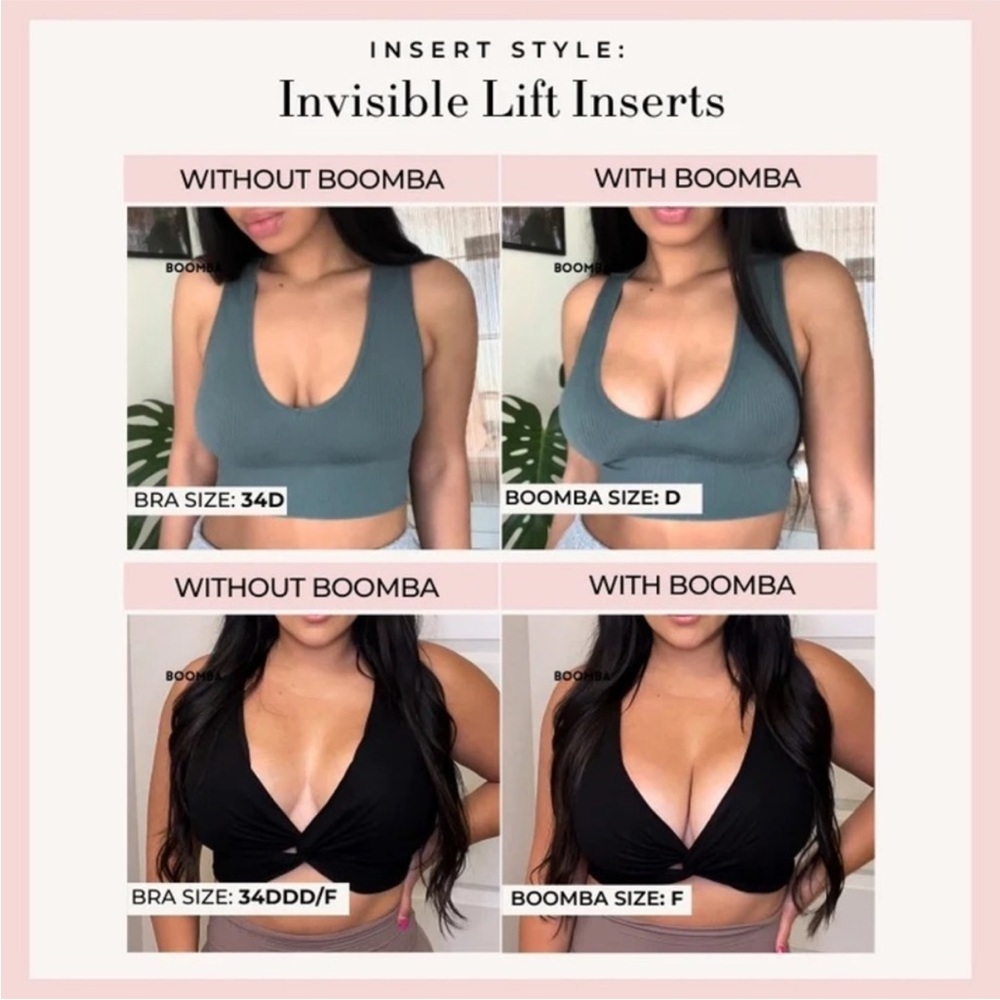 BOOMBA invisible lift bra inserts sand color sz large - Picture 10 of 12